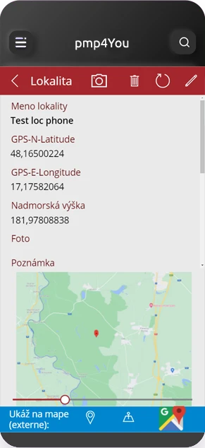 1. obrázok s vloženou mapou v Power Apps
